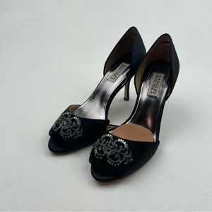 Badgley Mischka Black Heels with Silver Embellishments